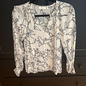 Elegant Abstract Black and White Blouse